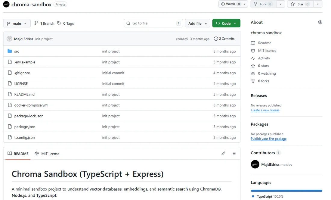 Screenshot der Semantic Search Sandbox